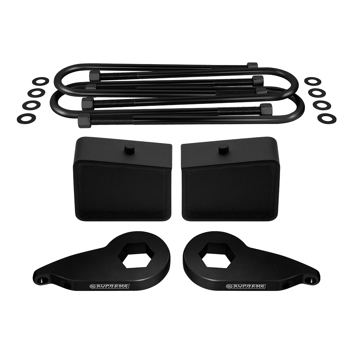 1997-2003 Ford F-150 4WD Full Suspension Lift Kit / SUPREME'S NEW HD STEEL LIFT BLOCKS (OEM REPLACEMENT) Front Lift Adjustable From 1" to 3" Block Size 4" Tall Blocks