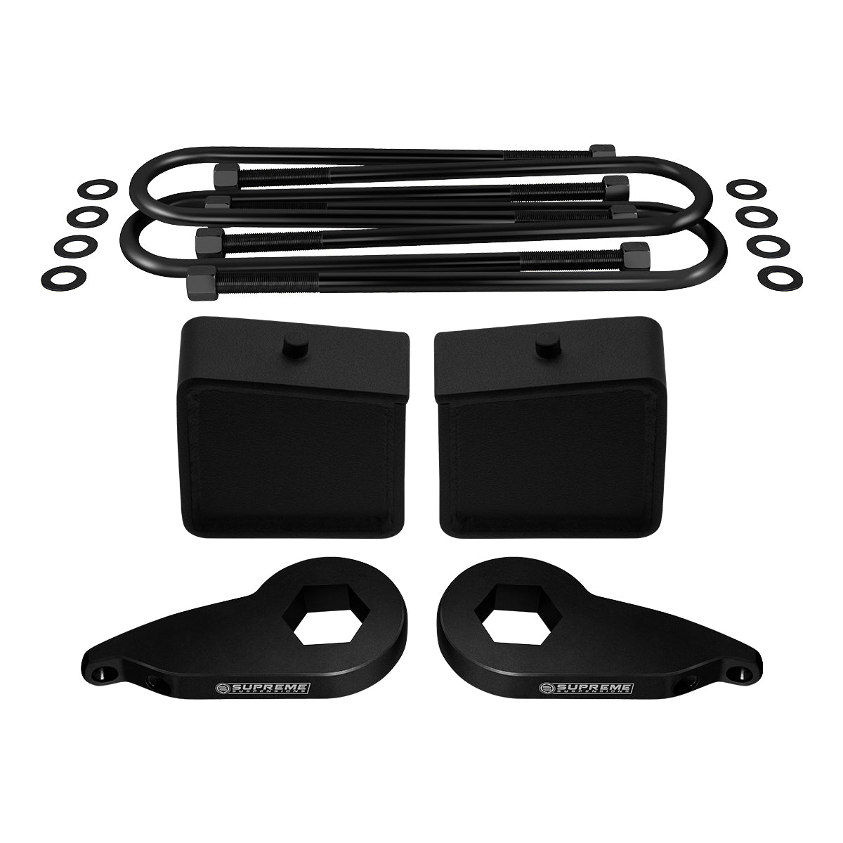 1997-2003 Ford F-150 4WD Full Suspension Lift Kit / SUPREME'S NEW HD STEEL LIFT BLOCKS (OEM REPLACEMENT) Front Lift Adjustable From 1" to 3" 4.5" Tall Blocks