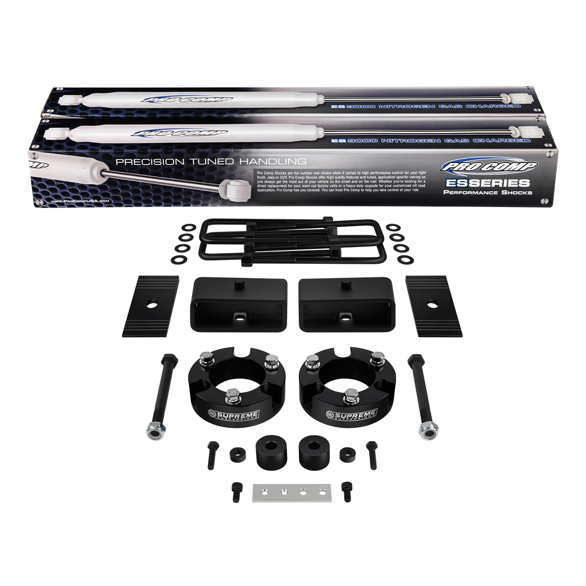 1999-2006 Toyota Tundra Full Suspension Lift Kit with Differential Drop Kit, Axle Shims & Rear Pro Comp ES9000 Shocks 4WD Front Lift 3" + Rear Lift 2"