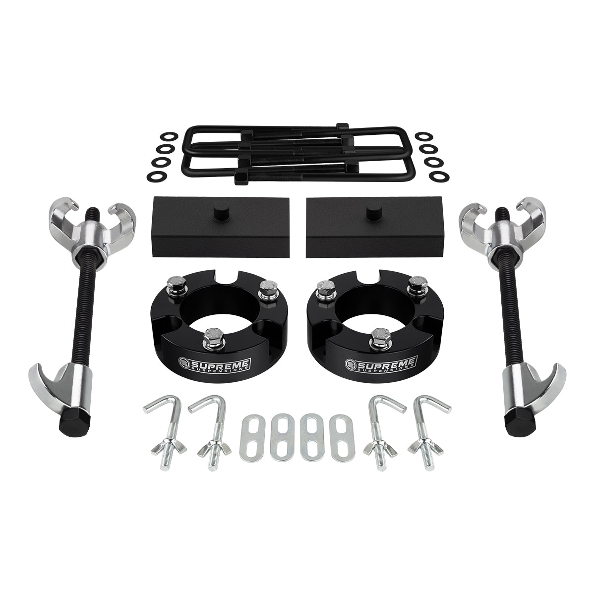 2005-2022 Toyota Tacoma Full Suspension Lift Kit 2WD 4WD / NEW HD STEEL BLOCKS + Compressor Tool Black Front Lift 2" + Rear Lift 1"