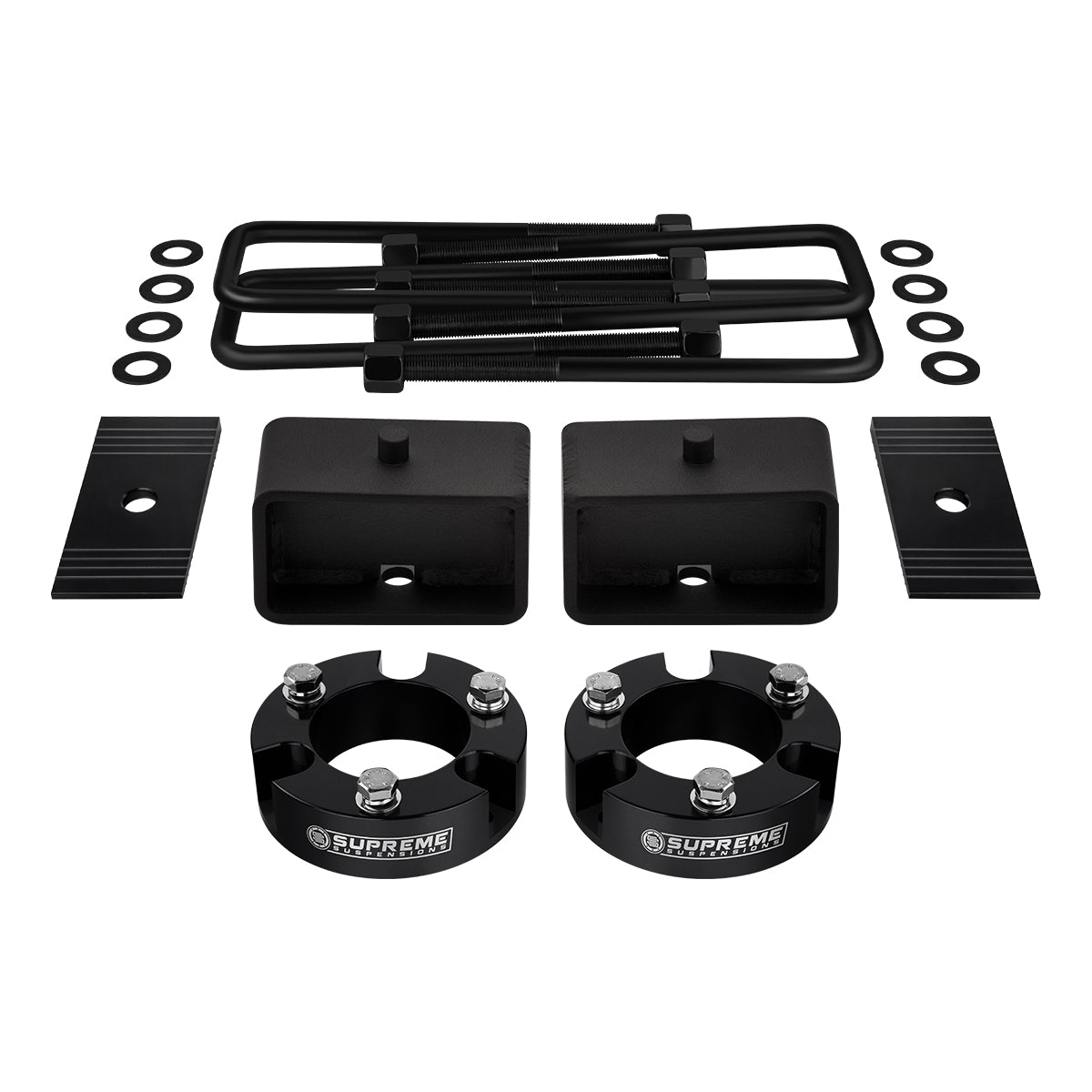 2005-2022 Toyota Tacoma Full Suspension Lift Kit 2WD 4WD / NEW HD STEEL BLOCKS + SHIMS Black Front Lift 3" + Rear Lift 3" with Built-In Taper