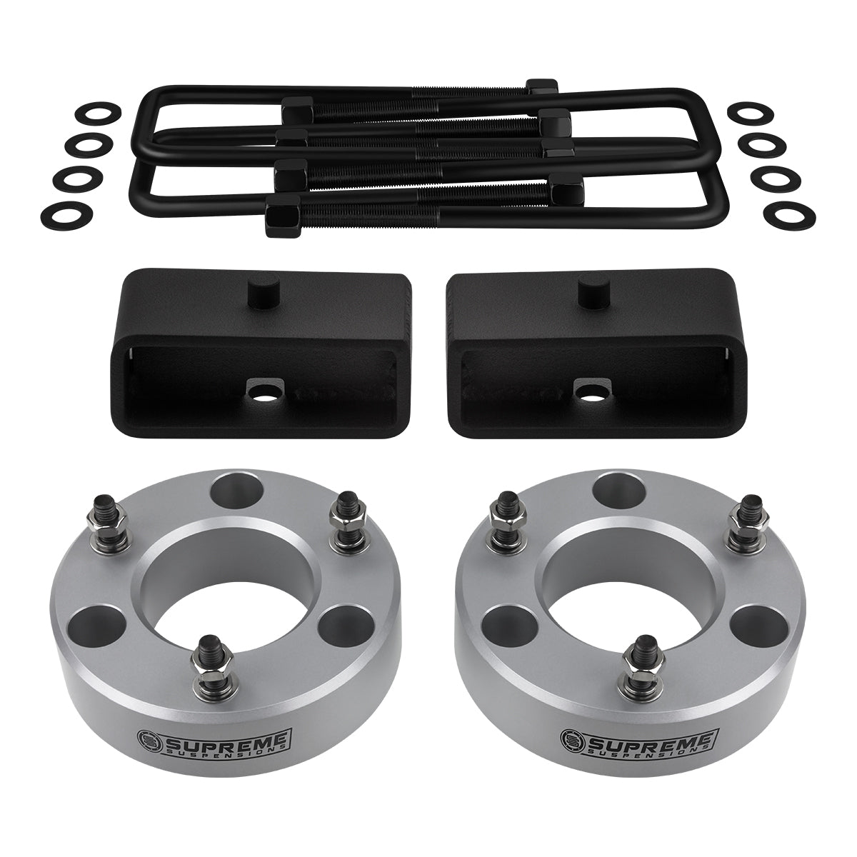 2004-2022 Nissan Titan Full Suspension Lift Kit 2WD 4WD Silver Front Lift 2" + Rear Lift 2"