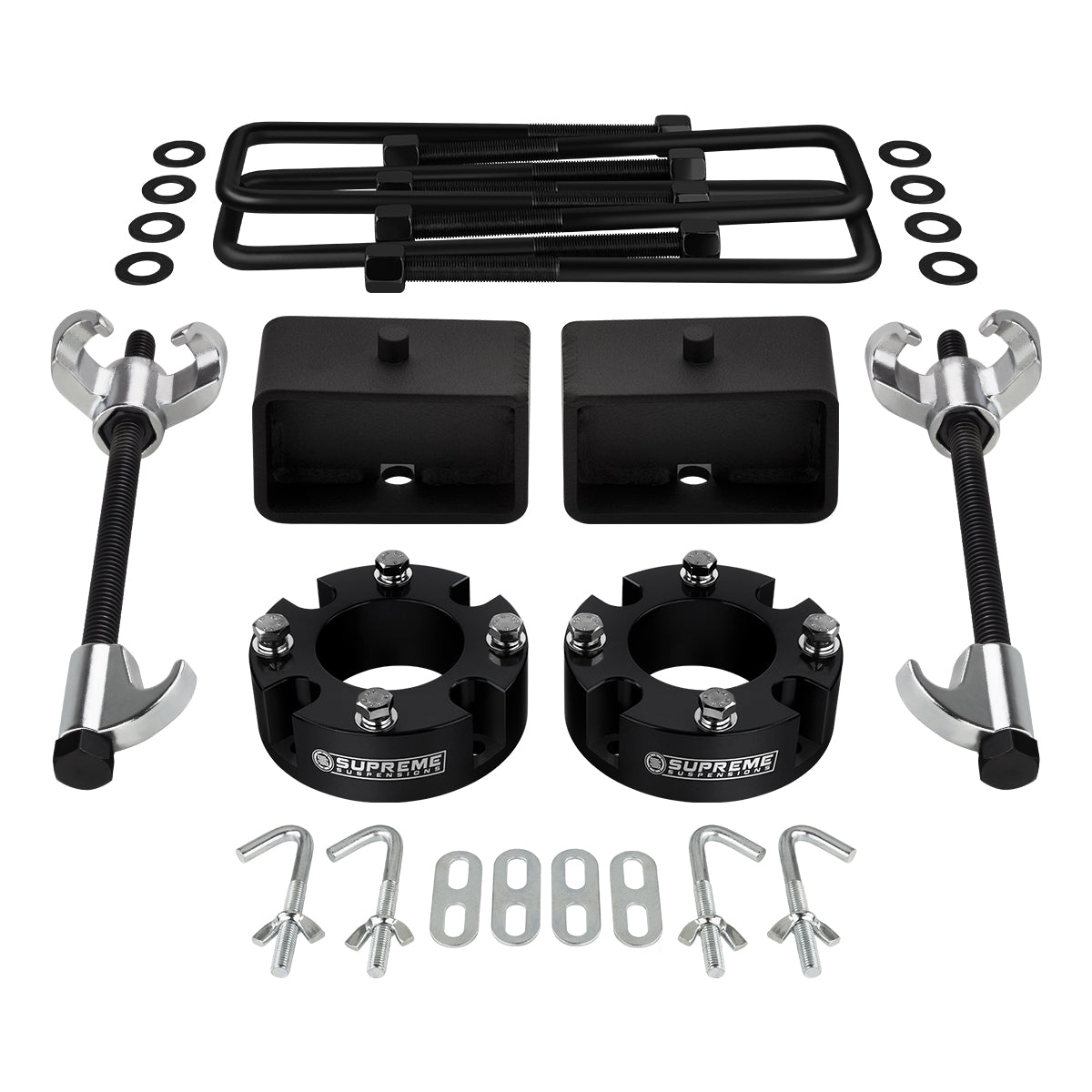 2007-2021 Toyota Tundra Full Suspension Lift Kit 2WD 4WD / HD STEEL LIFT BLOCKS Compressor Tool Front Lift 3" + Rear Lift 3" with Built-In Taper