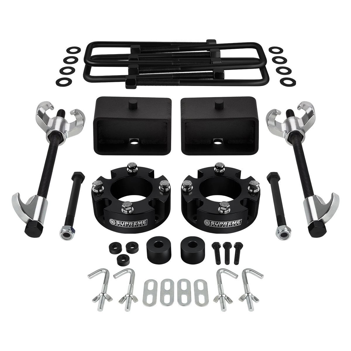 2007-2021 Toyota Tundra Full Suspension Lift Kit 4WD HD BLOCKS / Compressor Tool + Diff Drop Front Lift 3" + Rear Lift 3" with Built-In Taper