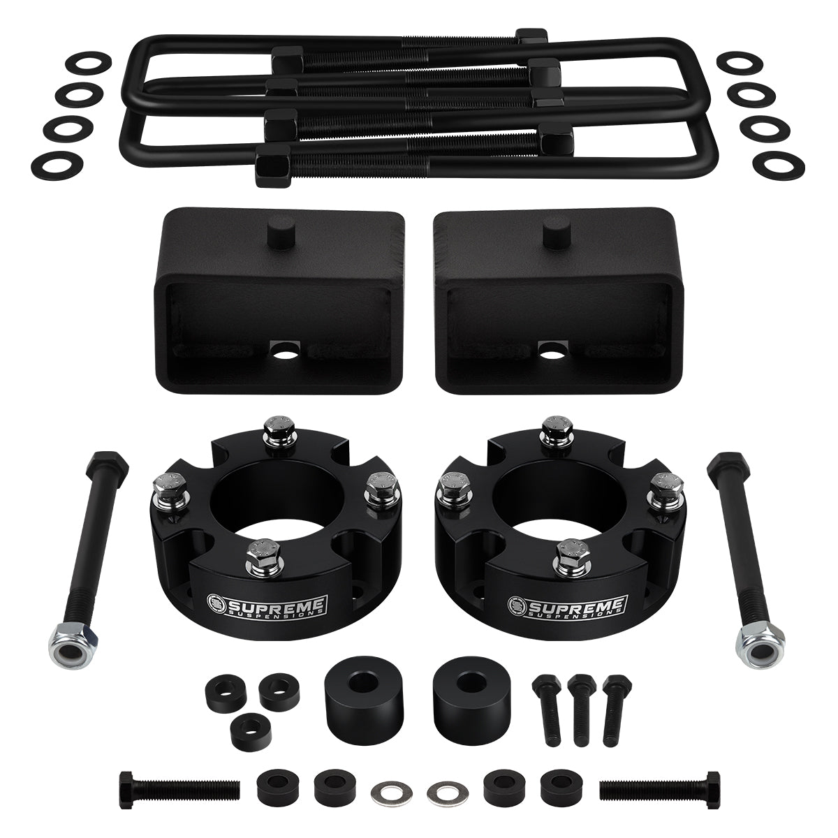 2007-2021 Toyota Tundra Full Suspension Lift Kit 4WD HD BLOCKS / Carrier Bearing Drop + Diff Drop Front Lift 3" + Rear Lift 3" with Built-In Taper