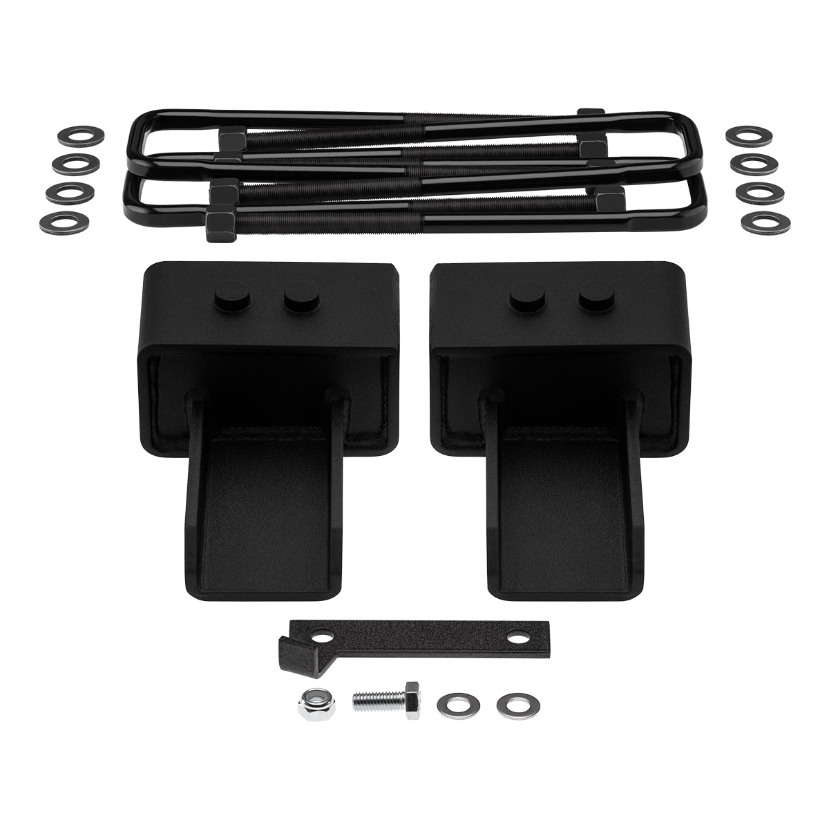 2004-2021 Ford F150 2WD Rear Suspension Lift Kit / Includes US Patent Pending Rear Lift Blocks with Built-In Bump Stop Landing Plates + Rear Lift 3" + Rear Lift / Flat U-Bolts