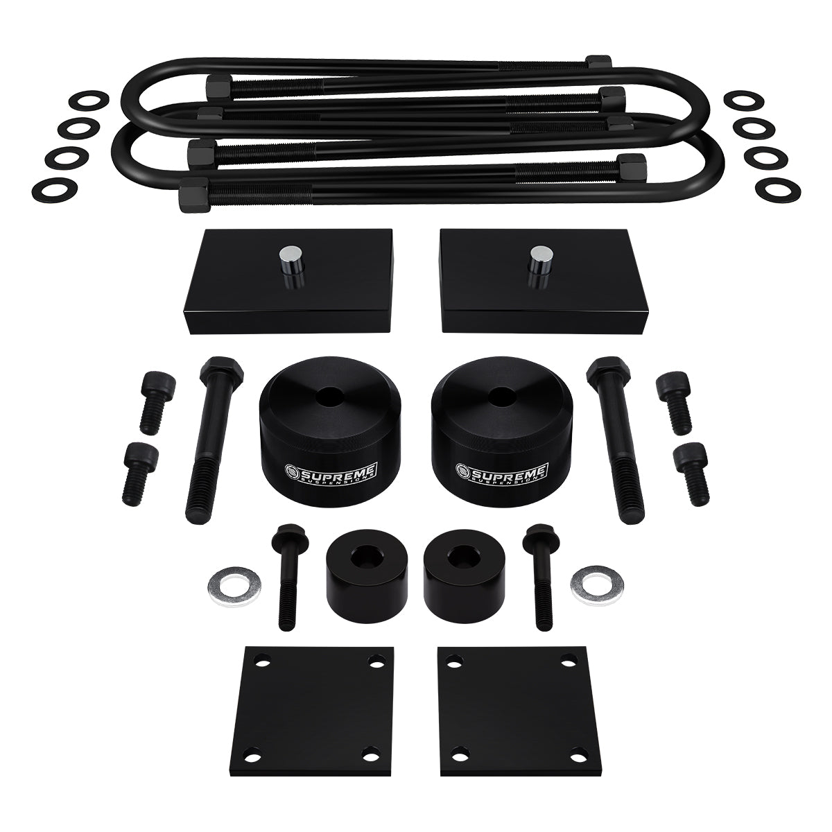 2005-2016 Ford F250 Super Duty Full Suspension Lift Kit, Brake Line Relocation Brackets & Bump Stop Spacers 4WD 4x4 Front Lift 1.5" + Rear Lift 1"