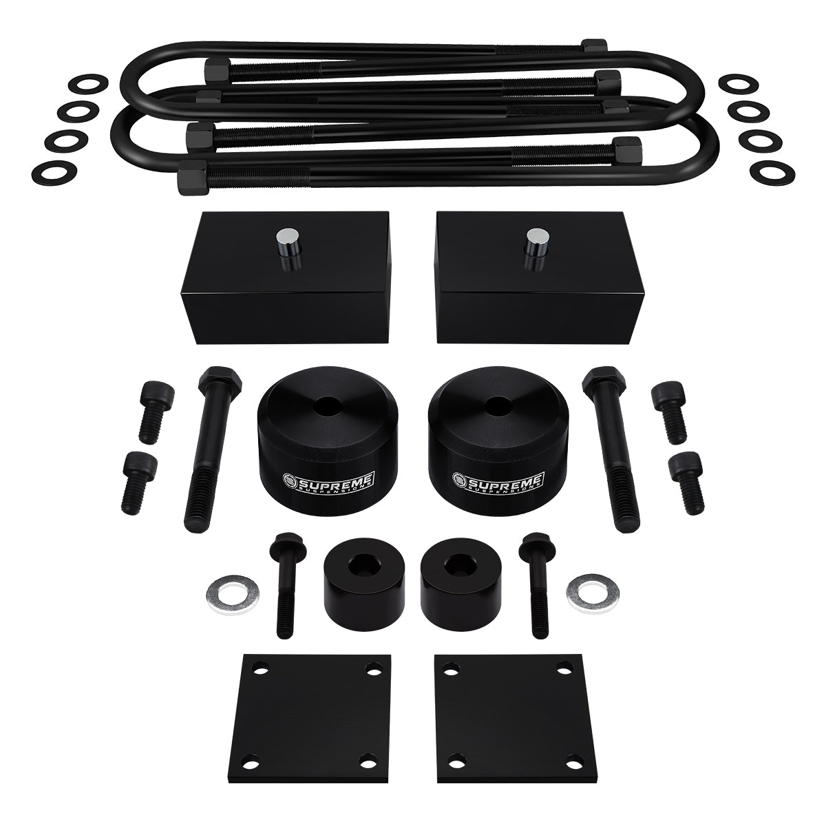 2005-2016 Ford F250 Super Duty Full Suspension Lift Kit, Brake Line Relocation Brackets & Bump Stop Spacers 4WD 4x4 Front Lift 2" + Rear Lift 2"