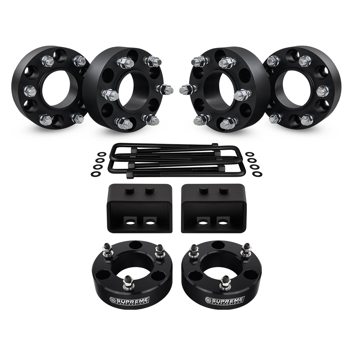 2004-2014 Ford F150 Full Suspension Lift Kit & 2" Hub Centric Wheel Spacers 2WD 4WD 2WD Front Lift 2" + Rear Lift 3"