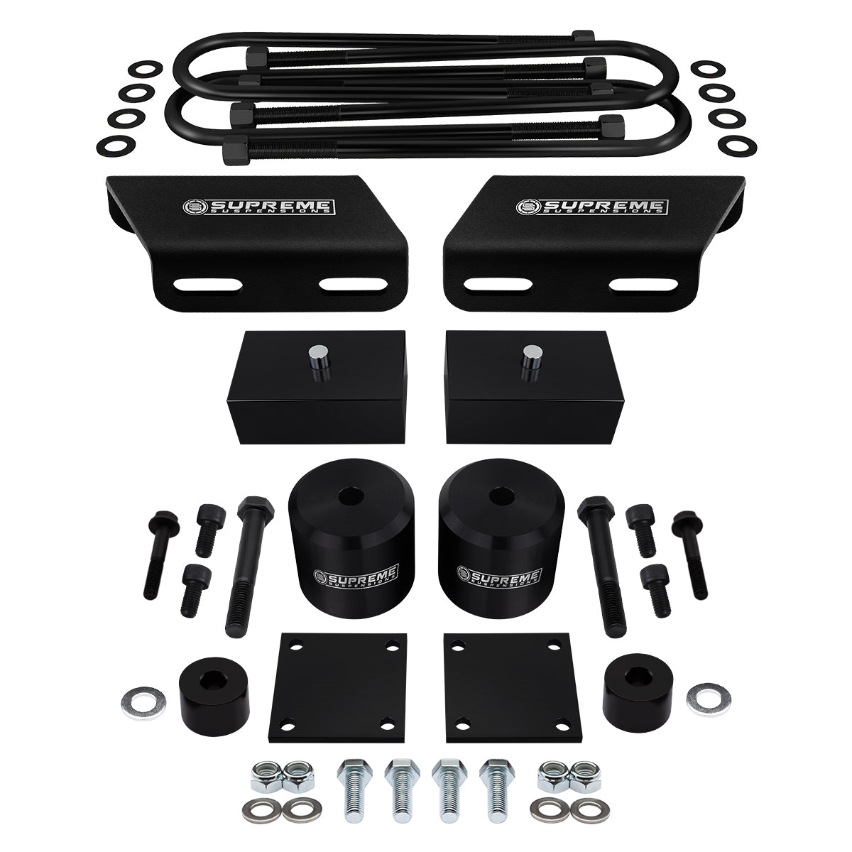 2008-2016 Ford F250 Super Duty Full Suspension Lift Kit with Sway Bar, Brake Line and Bump Stop Relocation Kits 4WD 4x4 NON-OVERLOAD 2.5" Front + 2" + Rear Black