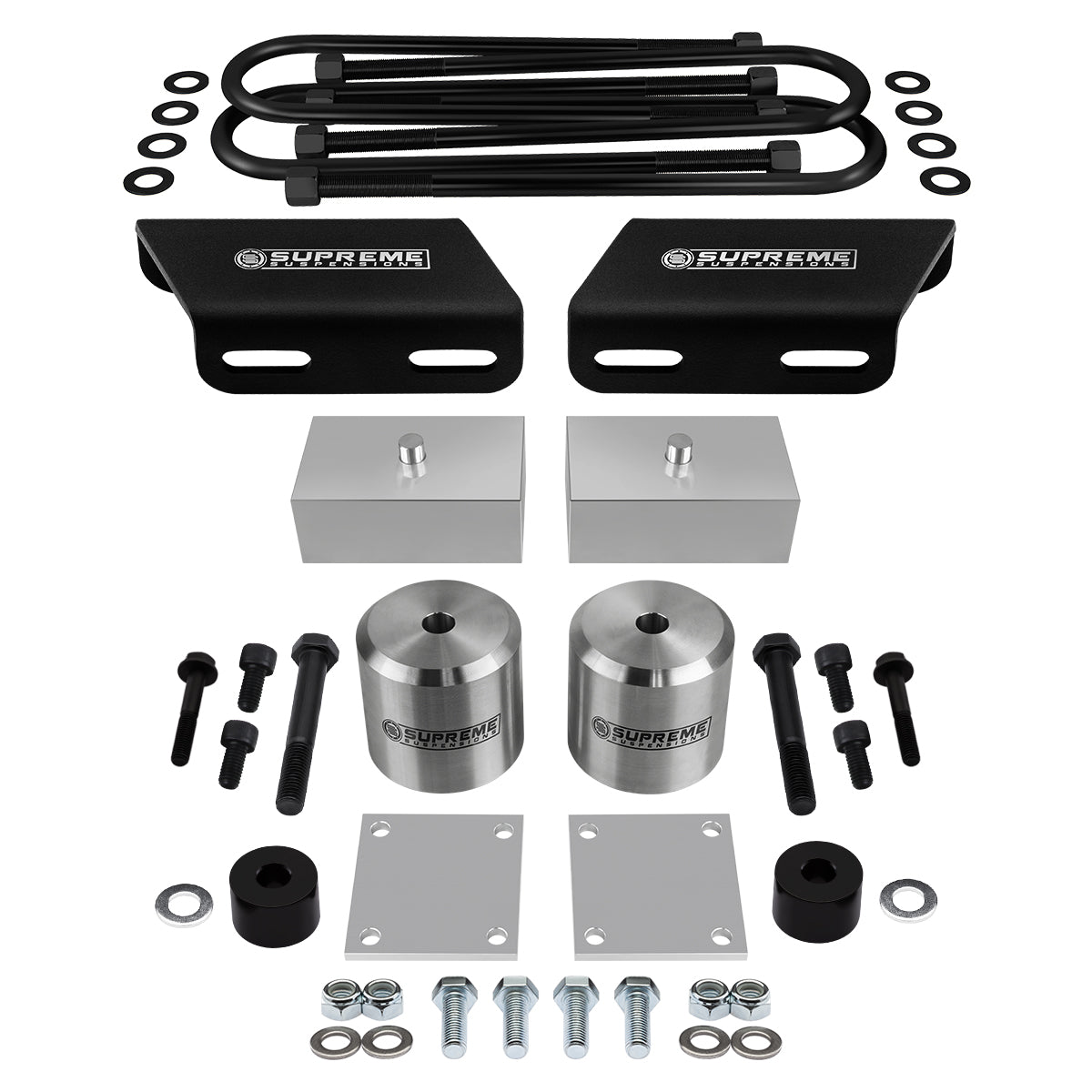 2008-2016 Ford F250 Super Duty Full Suspension Lift Kit with Sway Bar, Brake Line and Bump Stop Relocation Kits 4WD 4x4 NON-OVERLOAD 2.5" Front + 2" + Rear Silver