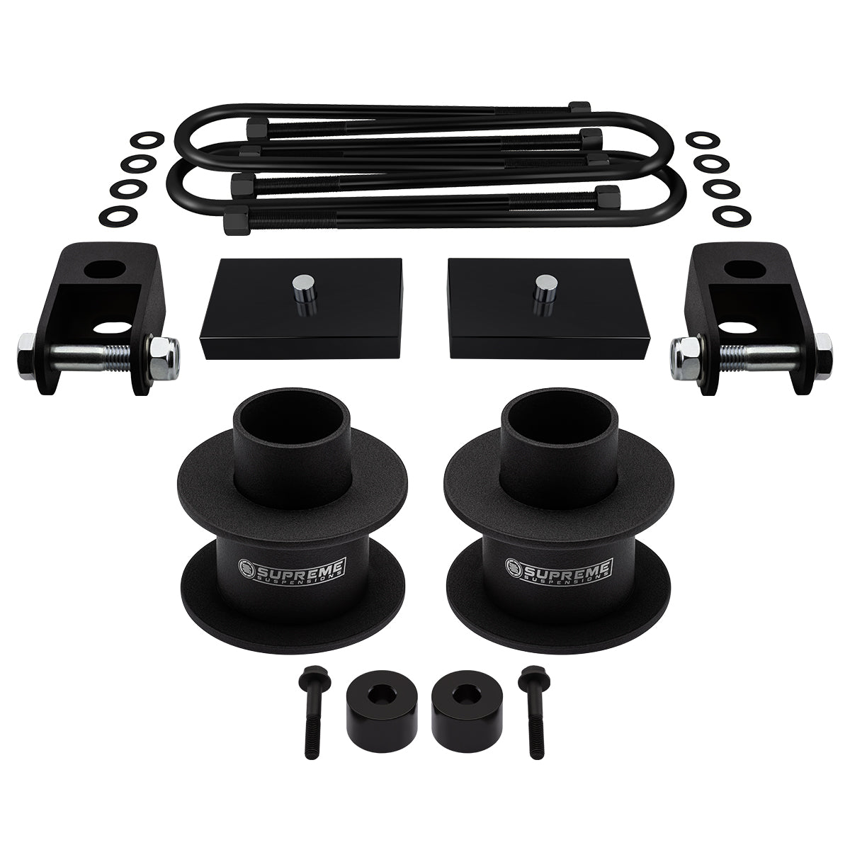 2005-2022 Ford F250 Super Duty Full Suspension Lift Kit with Front Shock Extenders & Bump Stop Drop Spacers 4WD Non-Overloads Front Lift 2" + Rear Lift 1"