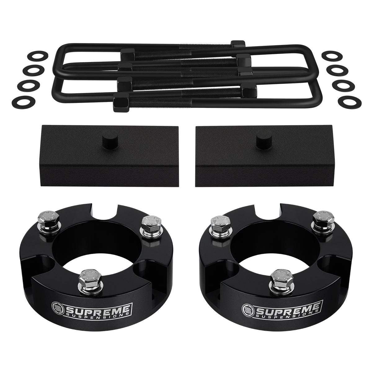 2005-2022 Toyota Tacoma Full Suspension Lift Kit 2WD 4WD / SUPREME'S NEW HD STEEL LIFT BLOCKS! Black Front Lift 2" + Rear Lift 1"