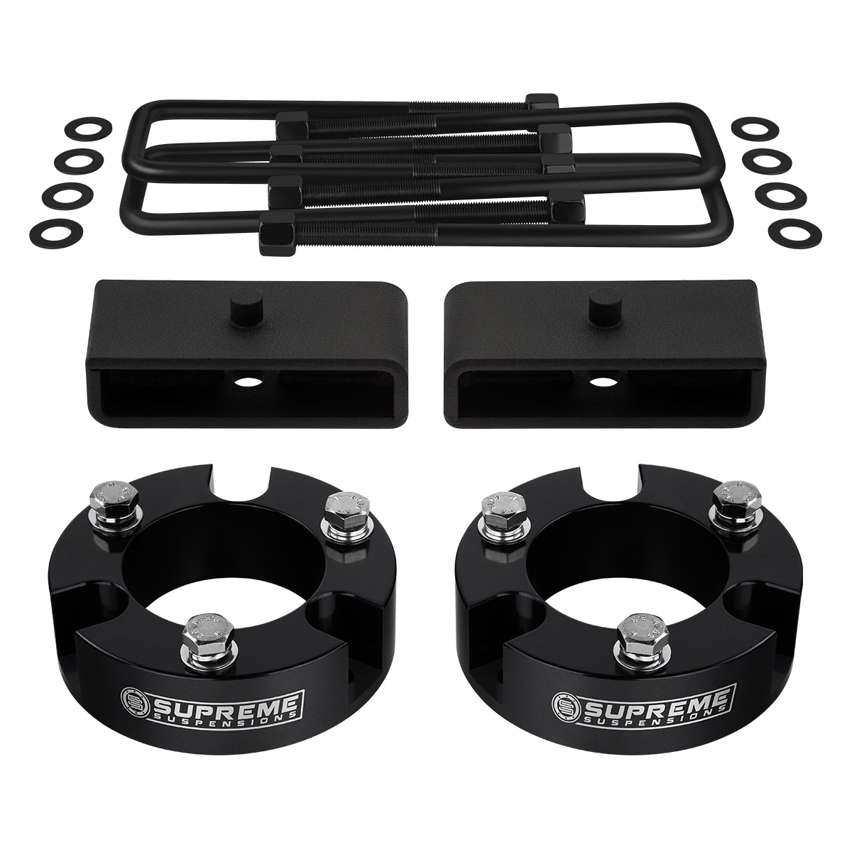 2005-2022 Toyota Tacoma Full Suspension Lift Kit 2WD 4WD / SUPREME'S NEW HD STEEL LIFT BLOCKS! Black Front Lift 2" + Rear Lift 1.5"