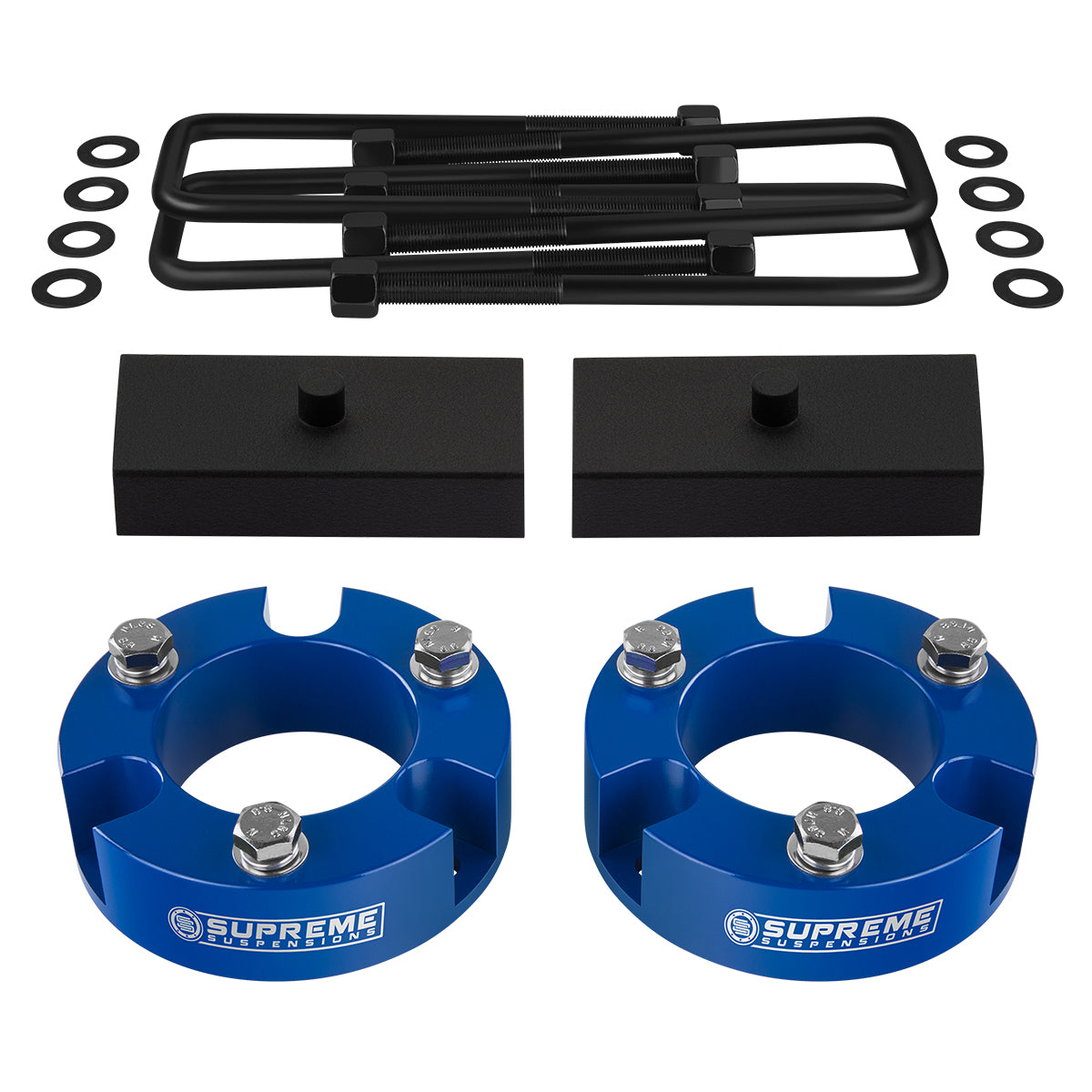 2005-2022 Toyota Tacoma Full Suspension Lift Kit 2WD 4WD / SUPREME'S NEW HD STEEL LIFT BLOCKS! Blue Front Lift 3" + Rear Lift 1"