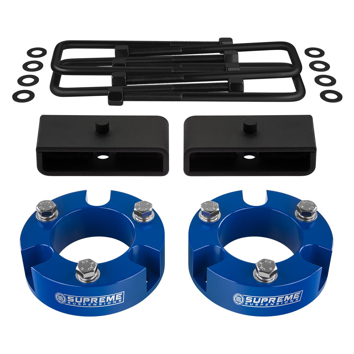 2005-2022 Toyota Tacoma Full Suspension Lift Kit 2WD 4WD / SUPREME'S NEW HD STEEL LIFT BLOCKS! Blue Front Lift 3" + Rear Lift 1.5"