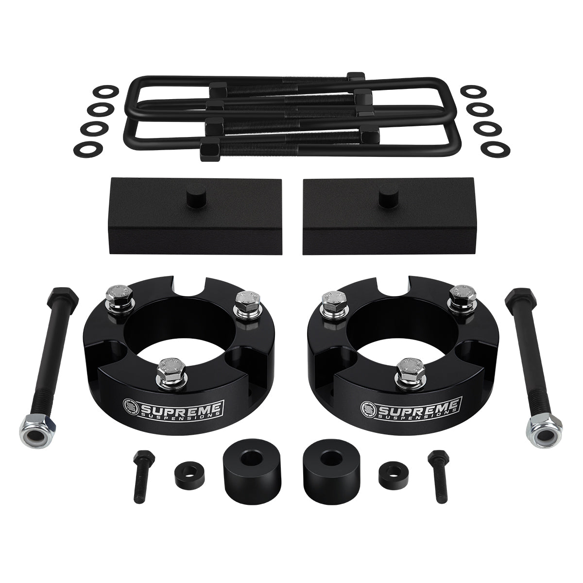 2005-2022 Toyota Tacoma Full Suspension Lift Kit with Diff Drop Kit 4WD + NEW HD STEEL LIFT BLOCKS Black Front Lift 2" + Rear Lift 1"