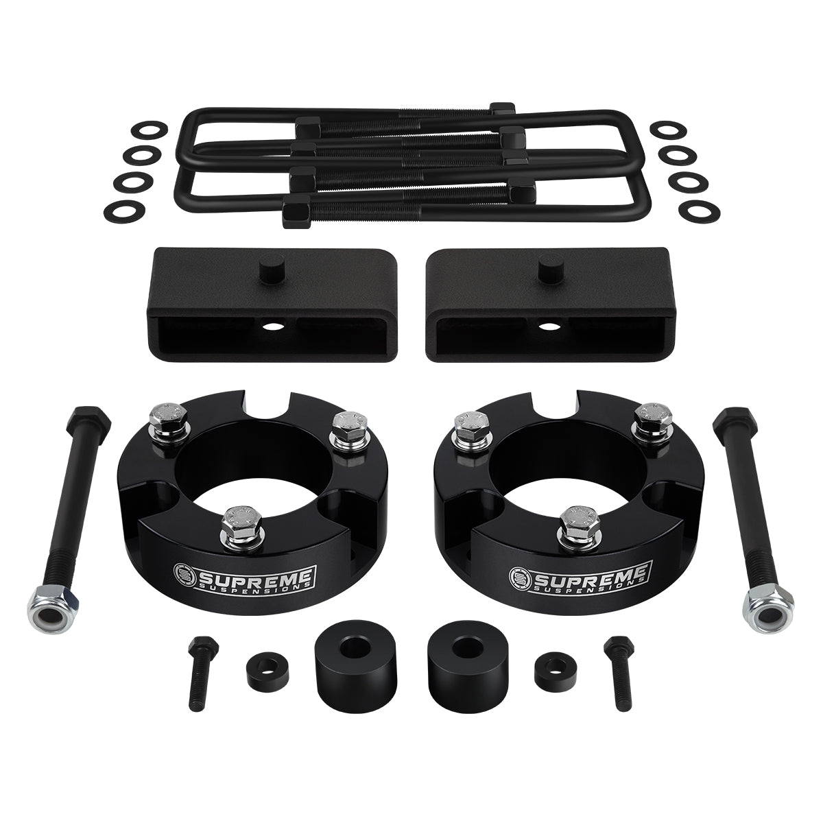 2005-2022 Toyota Tacoma Full Suspension Lift Kit with Diff Drop Kit 4WD + NEW HD STEEL LIFT BLOCKS Black Front Lift 2" + Rear Lift 1.5"