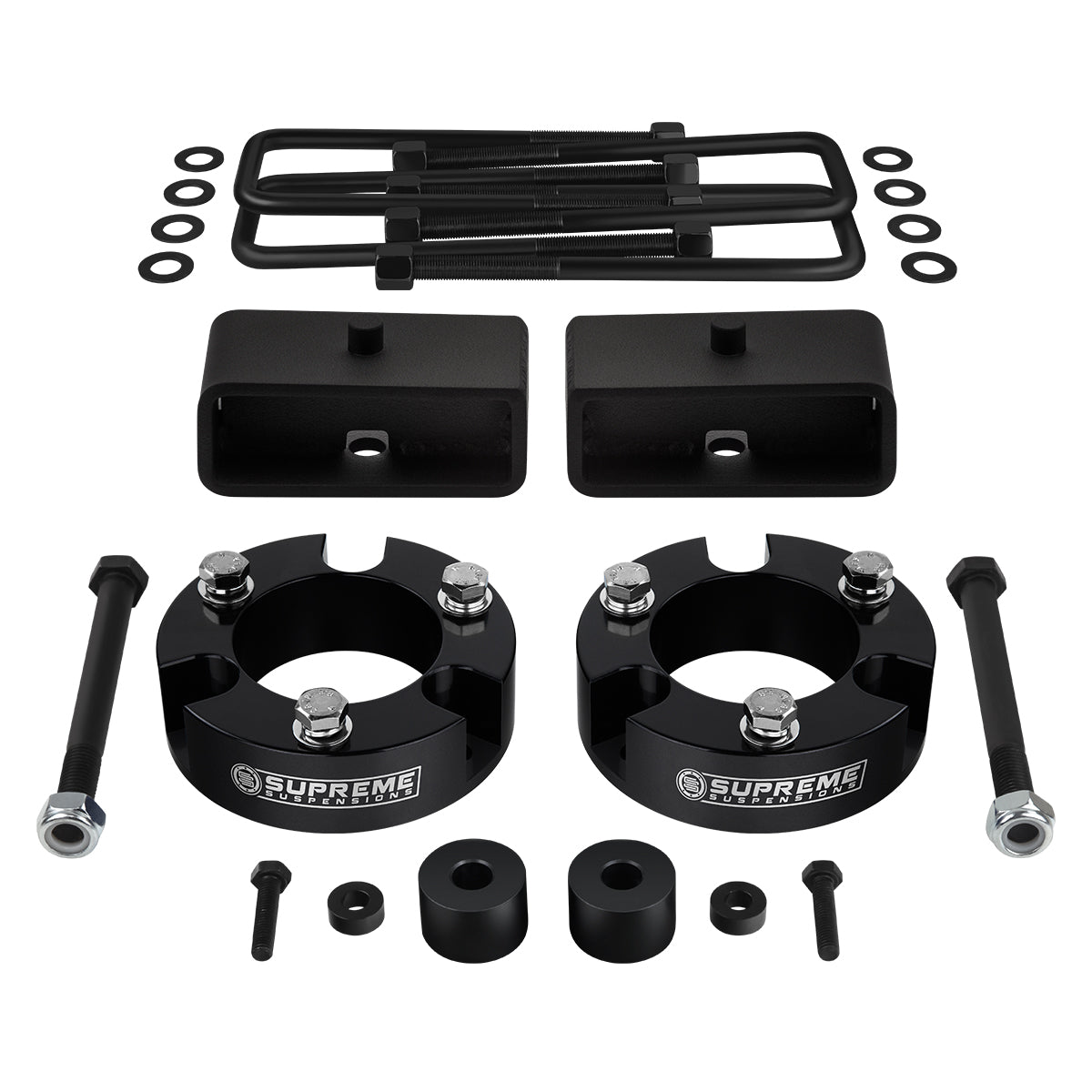 2005-2022 Toyota Tacoma Full Suspension Lift Kit with Diff Drop Kit 4WD + NEW HD STEEL LIFT BLOCKS Black Front Lift 2" + Rear Lift 2" with Built-In Taper