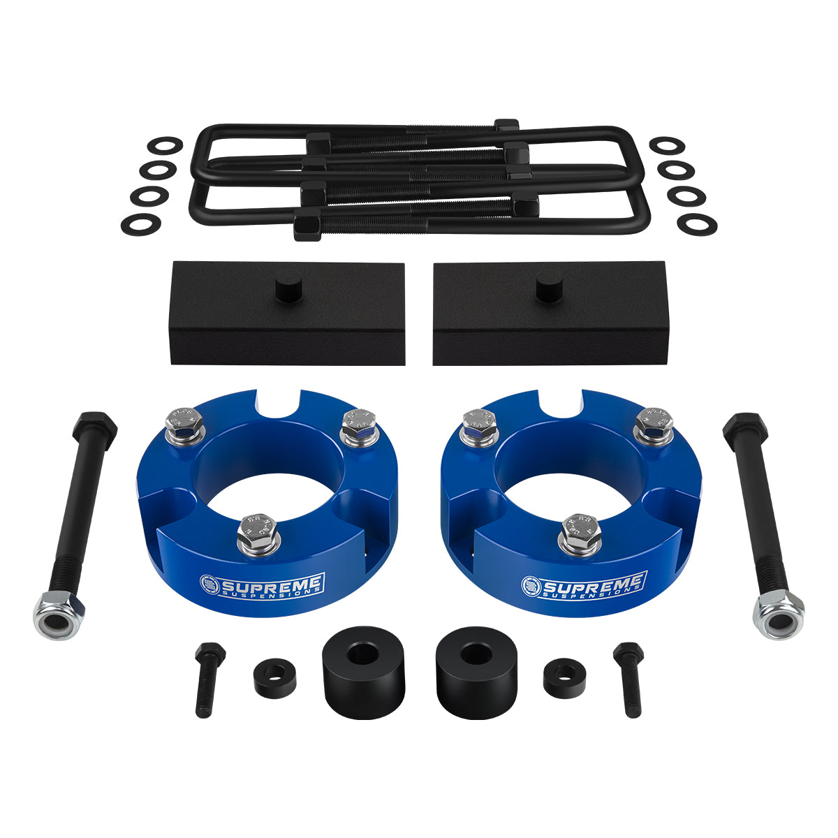 2005-2022 Toyota Tacoma Full Suspension Lift Kit with Diff Drop Kit 4WD + NEW HD STEEL LIFT BLOCKS Blue Front Lift 3" + Rear Lift 1"