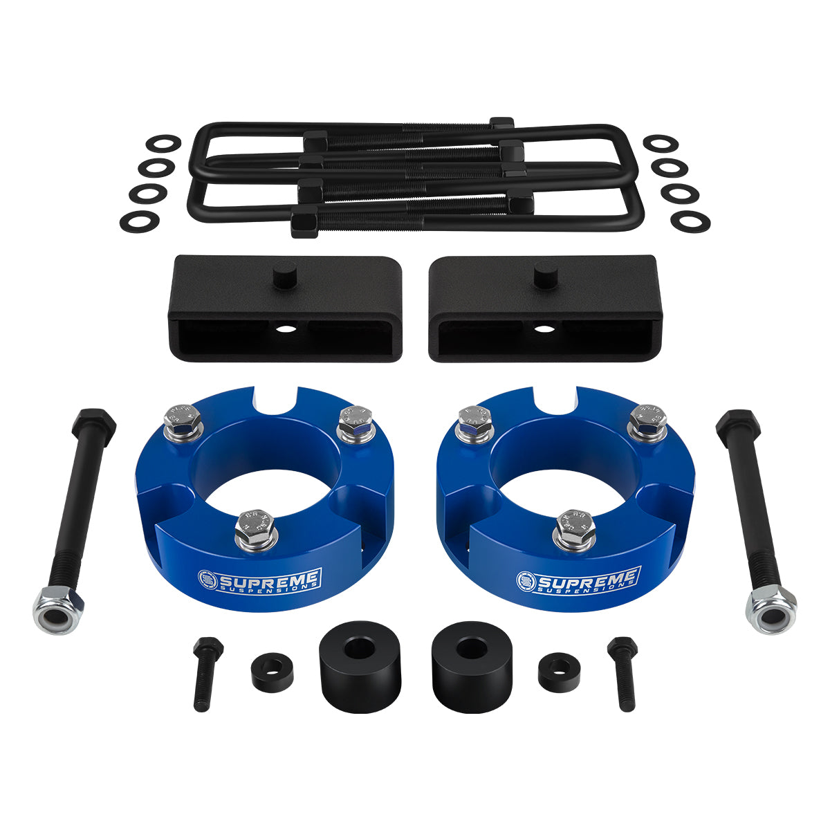 2005-2022 Toyota Tacoma Full Suspension Lift Kit with Diff Drop Kit 4WD + NEW HD STEEL LIFT BLOCKS Blue Front Lift 3" + Rear Lift 1.5"