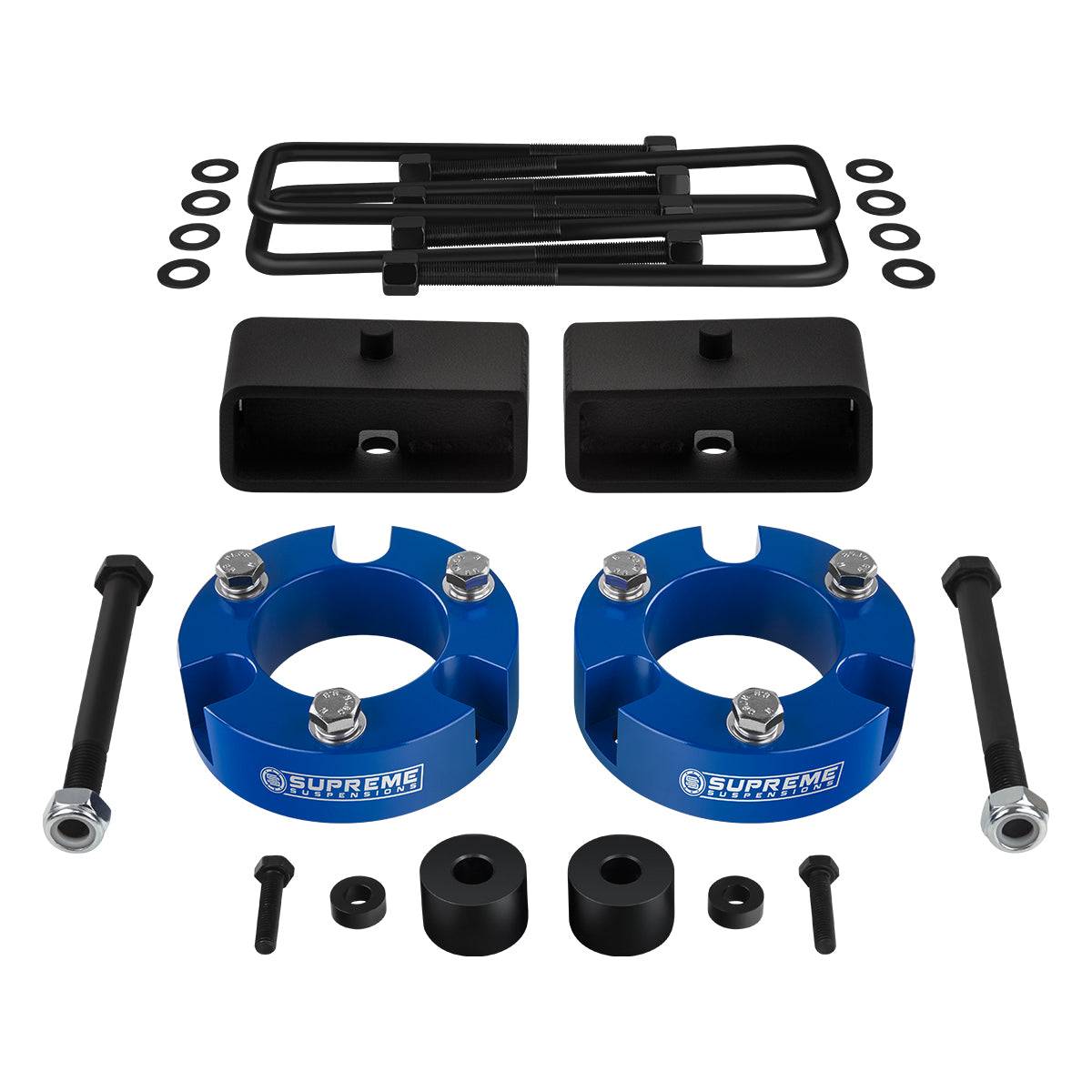 2005-2022 Toyota Tacoma Full Suspension Lift Kit with Diff Drop Kit 4WD + NEW HD STEEL LIFT BLOCKS Blue Front Lift 3" + Rear Lift 2" with Built-In Taper