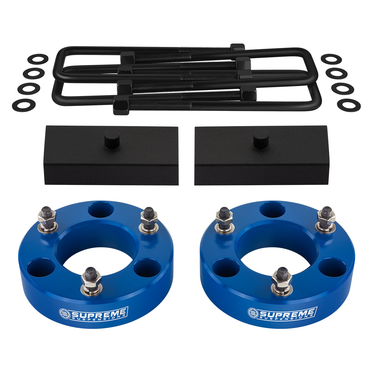 2007-2019 Chevy Silverado 1500 Full Suspension Lift Kit 2WD 4WD / SUPREME'S NEW HD STEEL LIFT BLOCKS! Blue Front Lift 3" + Rear Lift 1"