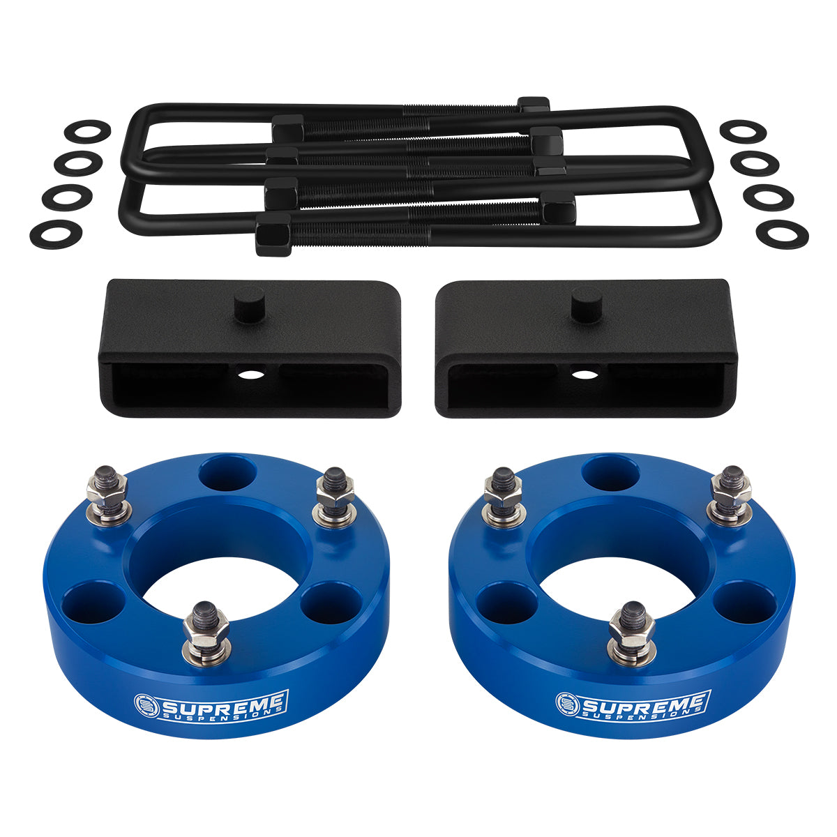 2007-2019 Chevy Silverado 1500 Full Suspension Lift Kit 2WD 4WD / SUPREME'S NEW HD STEEL LIFT BLOCKS! Blue Front Lift 3" + Rear Lift 1.5"