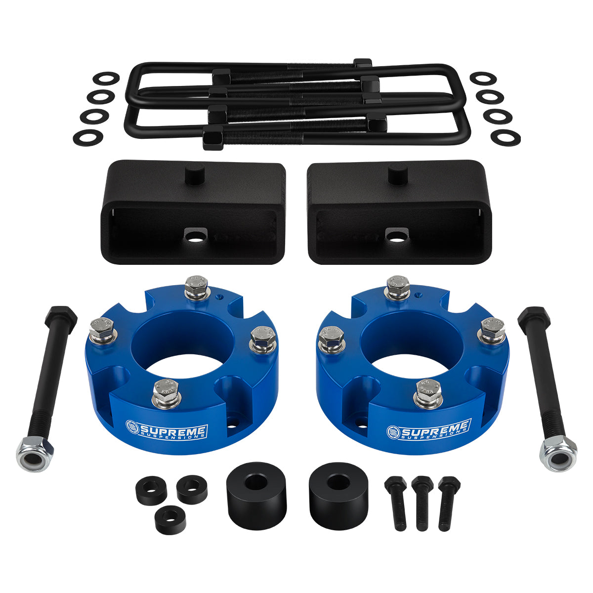 2007-2021 Toyota Tundra Full Suspension Lift Kit with Differential Drop Kit 4WD / SUPREME'S NEW HD STEEL LIFT BLOCKS! Front Lift 2" + Rear Lift 2" with Built-In Taper