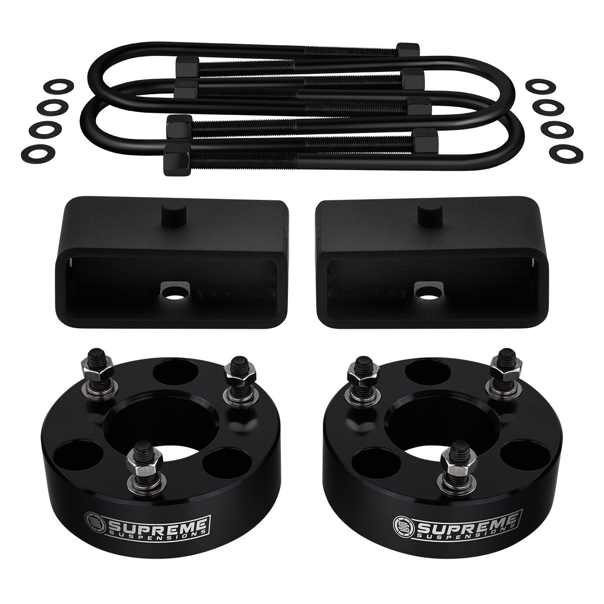 2006-2008 Dodge Ram 1500 Full Suspension Lift Kit 4WD / SUPREME'S NEW HD STEEL LIFT BLOCKS! Front Lift 2" + Rear Lift 2" with Built-In Taper