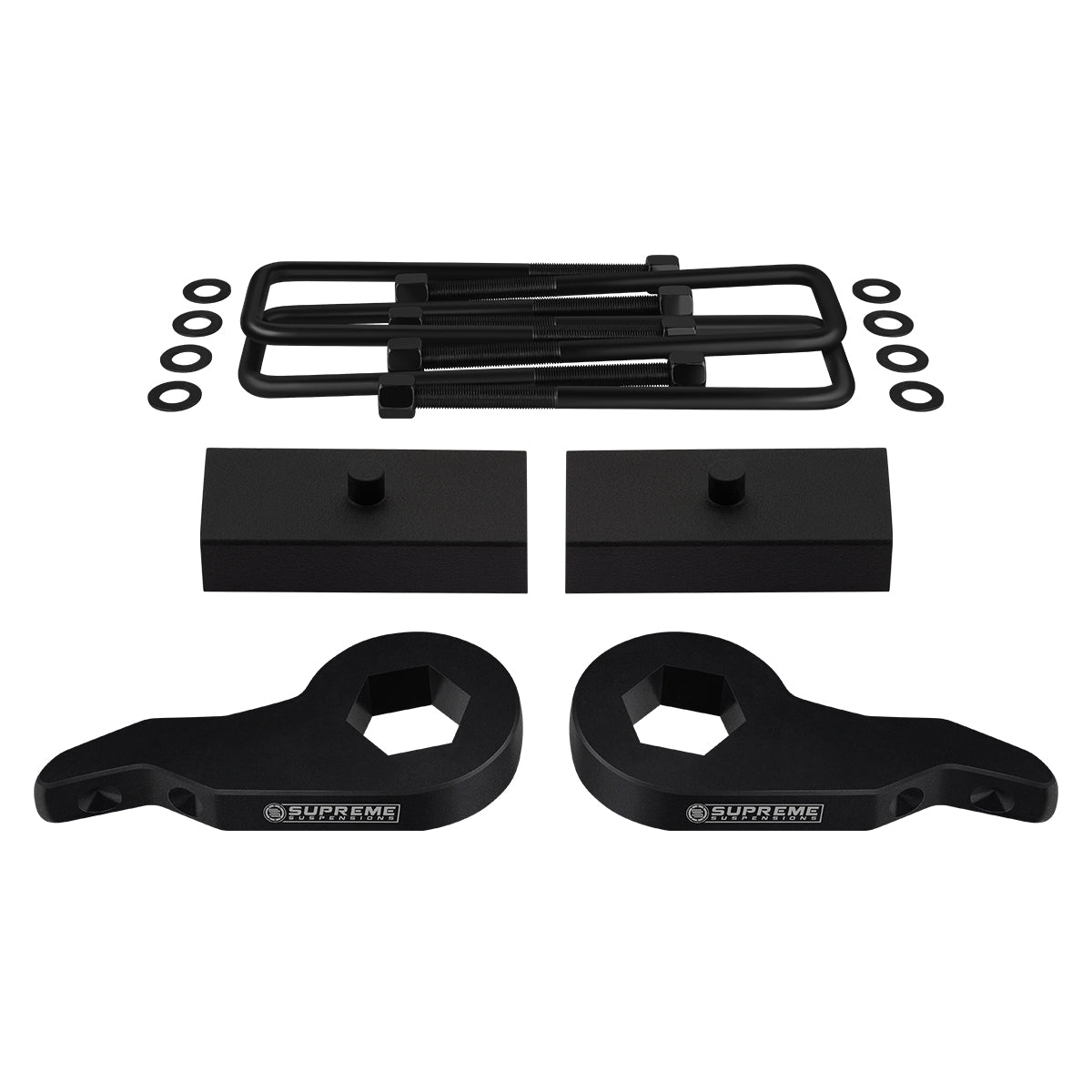 1992-1999 GMC Yukon 1500 Full Suspension Lift Kit 4WD / SUPREME'S NEW HD STEEL LIFT BLOCKS! Front Lift 1" - 3" + Rear Lift 1"