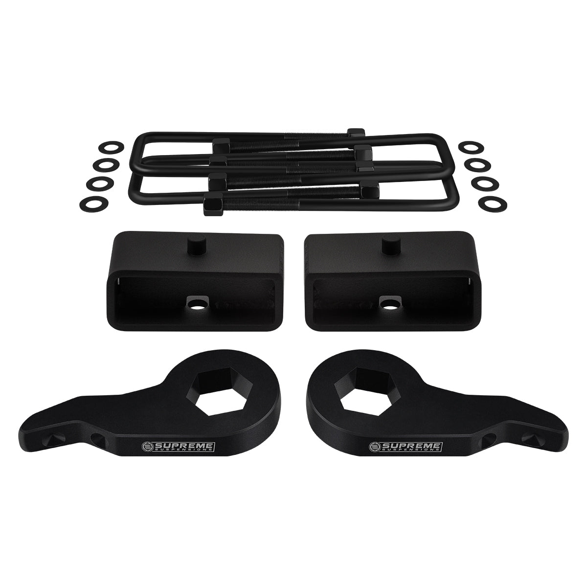 1992-1999 GMC Yukon 1500 Full Suspension Lift Kit 4WD / SUPREME'S NEW HD STEEL LIFT BLOCKS! Front Lift 1" - 3" + Rear Lift 2"