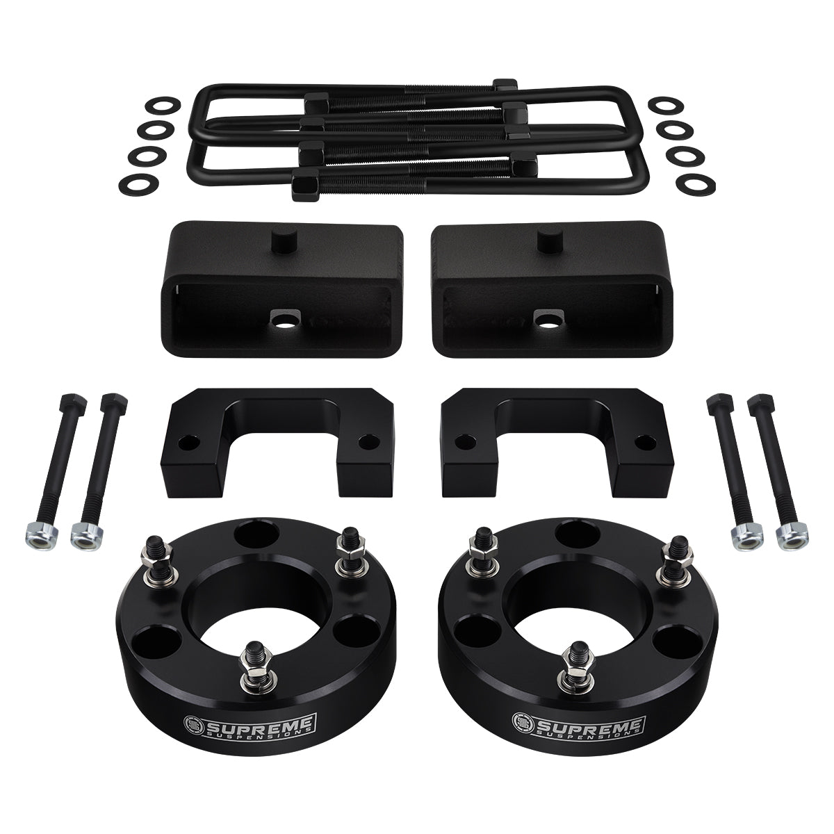 2007-2018 Chevrolet Silverado 1500 Full Suspension Lift Kit 6-Lug 2WD 4WD SUPREME NEW HD STEEL LIFT BLOCKS Front Lift 3.5" + Rear Lift 2" with Built-In Taper