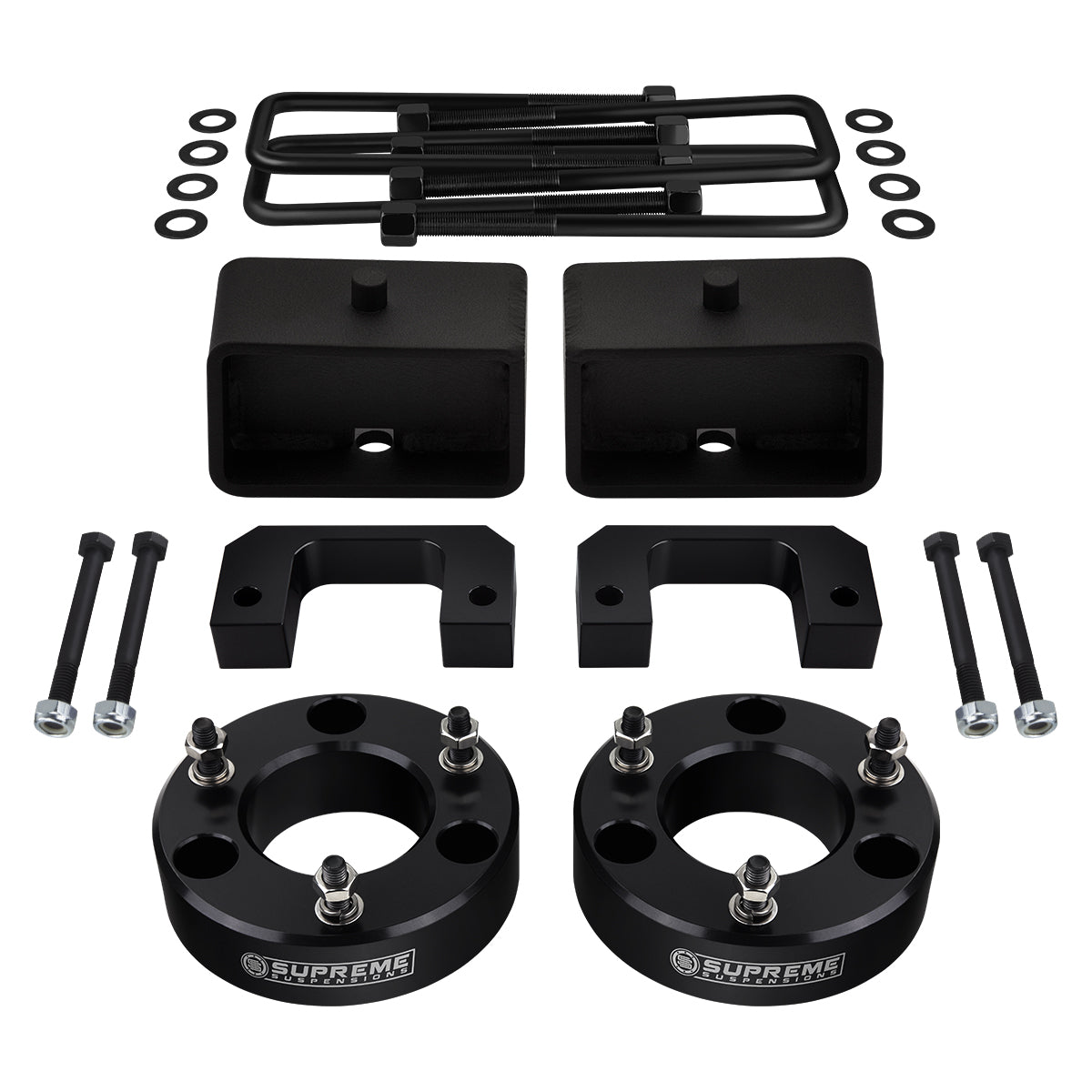 2007-2018 Chevrolet Silverado 1500 Full Suspension Lift Kit 6-Lug 2WD 4WD SUPREME NEW HD STEEL LIFT BLOCKS Front Lift 3.5" + Rear Lift 3" with Built-In Taper