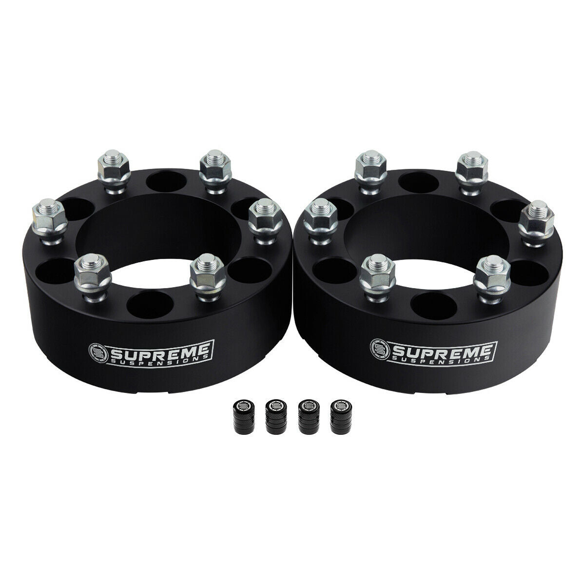 Wheel Spacers NISSAN Armada / Titan with 6x5.5" BP / M12x1.25 Studs / Tire Valve Caps 1.5" Black 2pc