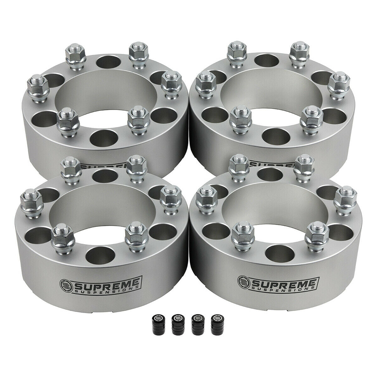 Wheel Spacers NISSAN Armada / Titan with 6x5.5" BP / M12x1.25 Studs / Tire Valve Caps 1.5" Silver 4pc