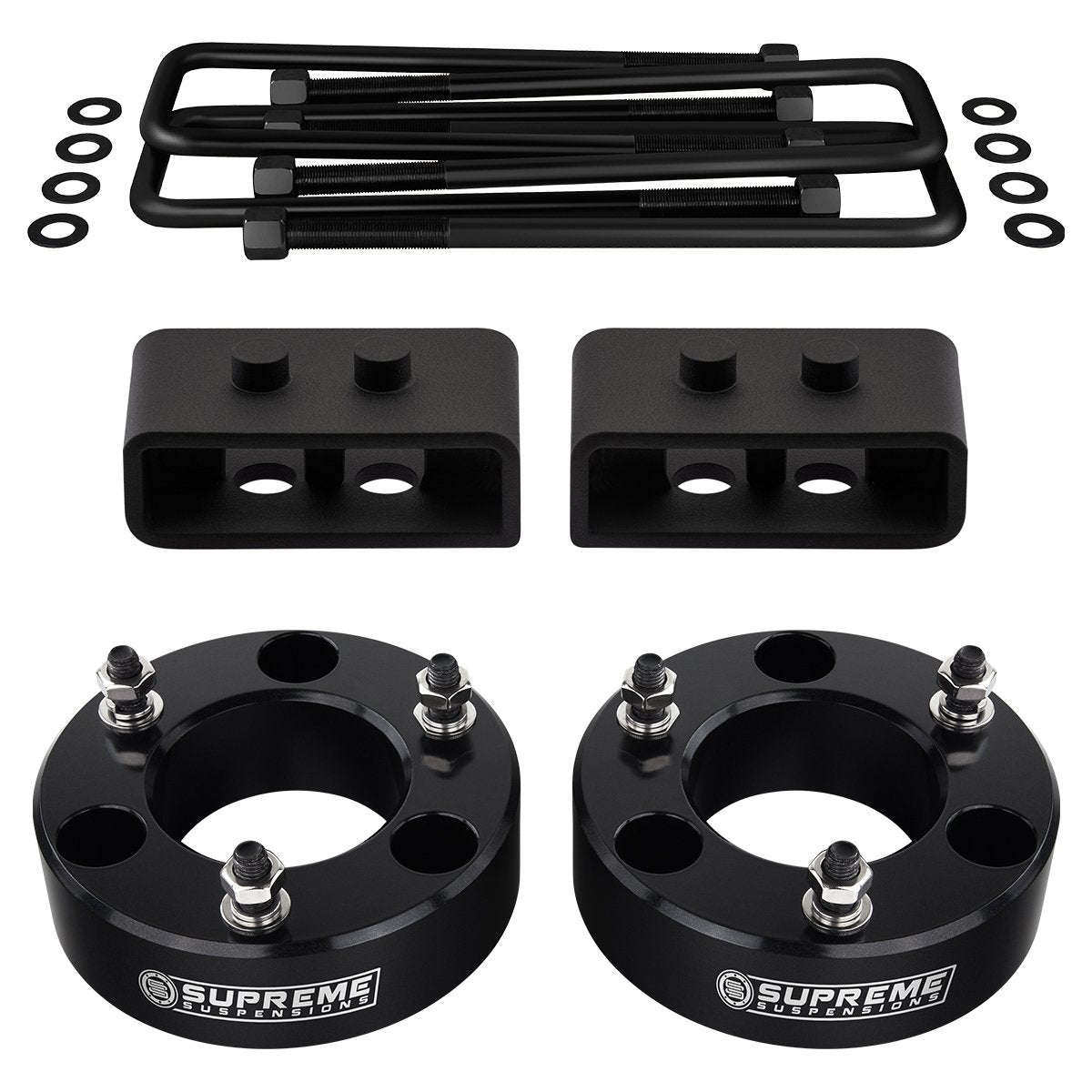 2009-2022 Ford F-150 Full Suspension Lift Kit 2WD - Black 2WD Front Lift 2" + Rear Lift 2"