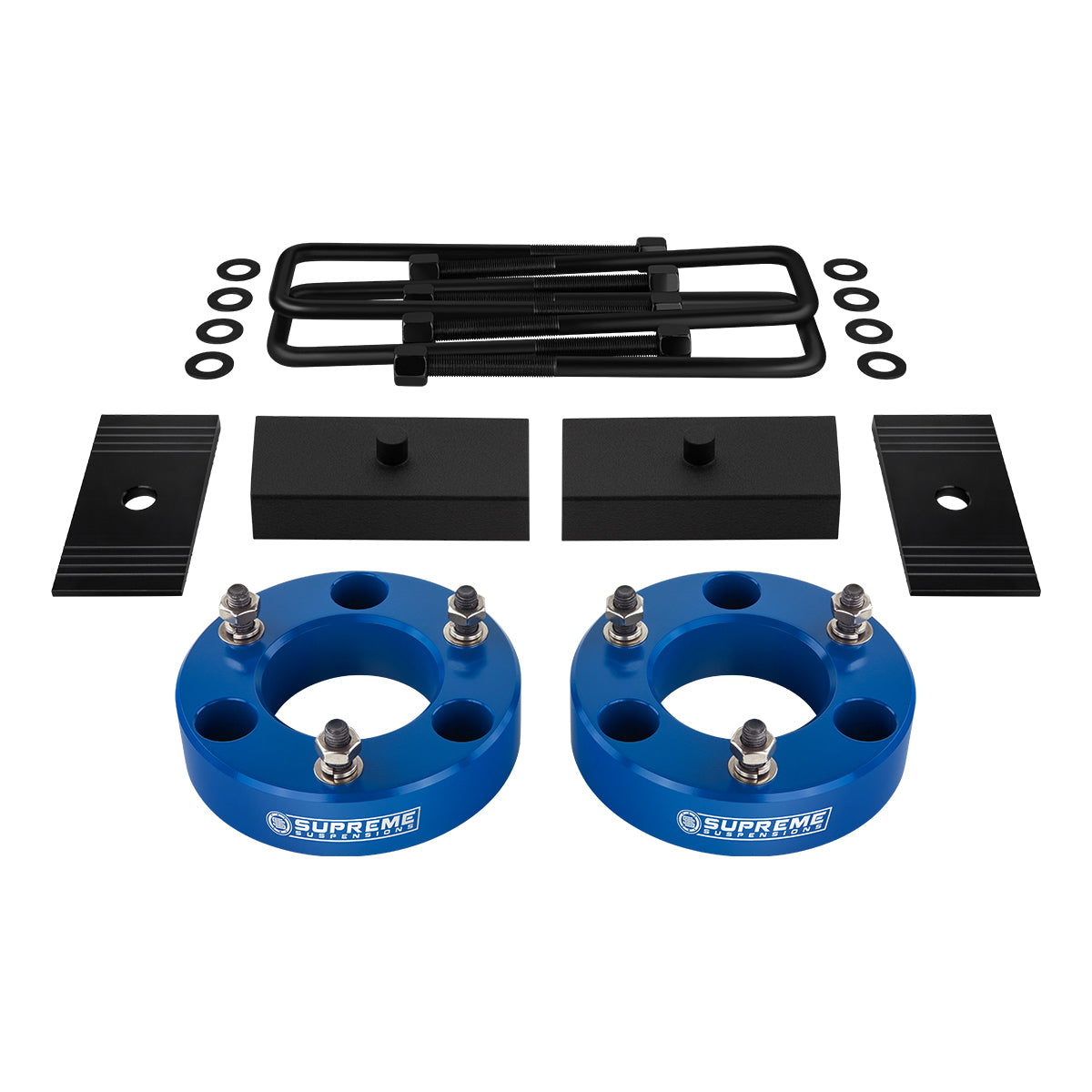 2007-2019 Chevy Silverado 1500 Full Suspension Lift Kit 2WD 4WD / NEW HD STEEL BLOCKS + SHIMS Blue Front Lift 3" + Rear Lift 1"