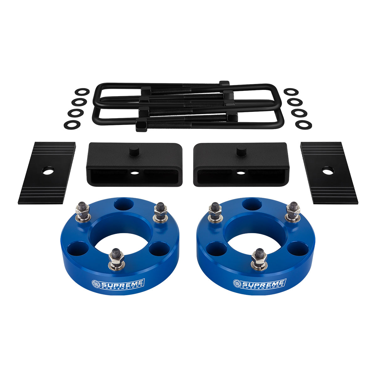 2007-2019 Chevy Silverado 1500 Full Suspension Lift Kit 2WD 4WD / NEW HD STEEL BLOCKS + SHIMS Blue Front Lift 3" + Rear Lift 1.5"