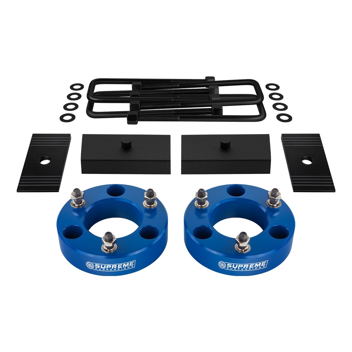 2007-2019 GMC Sierra 1500 Full Suspension Lift Kit 2WD 4WD / NEW HD STEEL BLOCKS + SHIMS Blue Front Lift 3" + Rear Lift 1"