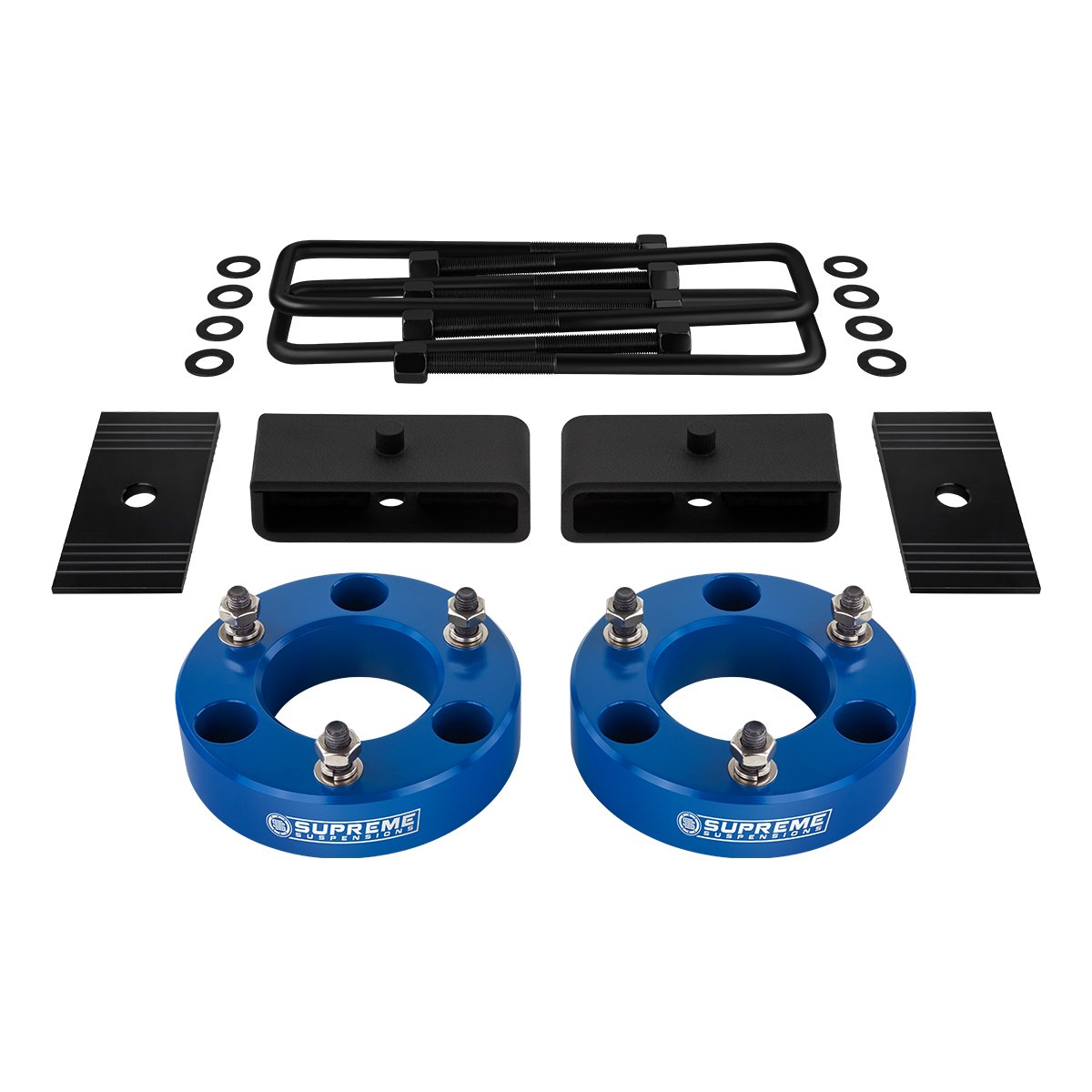 2007-2019 GMC Sierra 1500 Full Suspension Lift Kit 2WD 4WD / NEW HD STEEL BLOCKS + SHIMS Blue Front Lift 3" + Rear Lift 1.5"