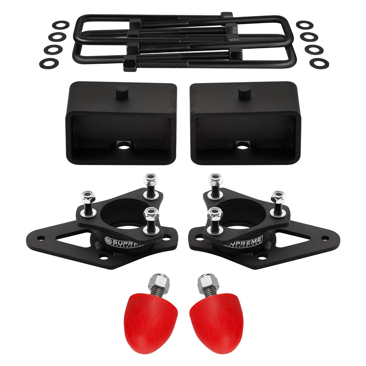 2009-2012 Suzuki Equator Lift Kit with Flat Top U-Bolts and Polyurethane UCA Bump Stops 4x2 4x4 Front Lift 3" Front Lift + Rear Lift 3" + Rear Lift