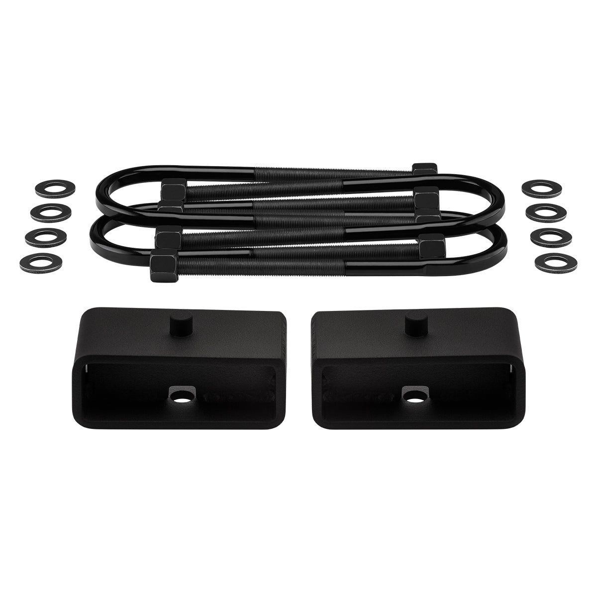 2005-2011 Dodge Dakota 2WD 4WD Rear Lift Blocks with Premium Forged Flat Top U-Bolts + Rear Lift 2" Tapered Lift Blocks