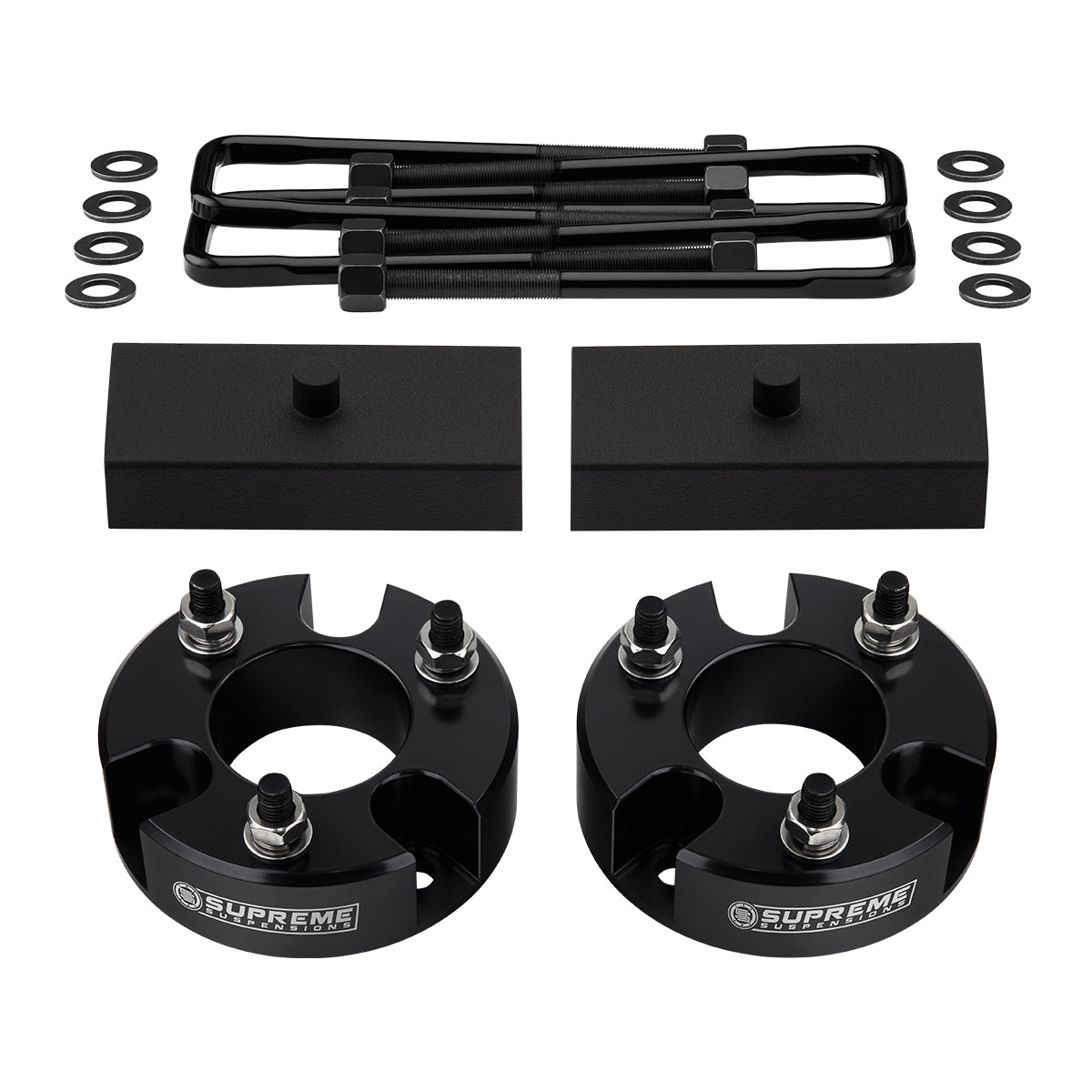 Full Front + Rear Lift Leveling Kit + Flat U-Bolts 2005-2022 Nissan Frontier Front Lift 3" + Rear Lift 1"