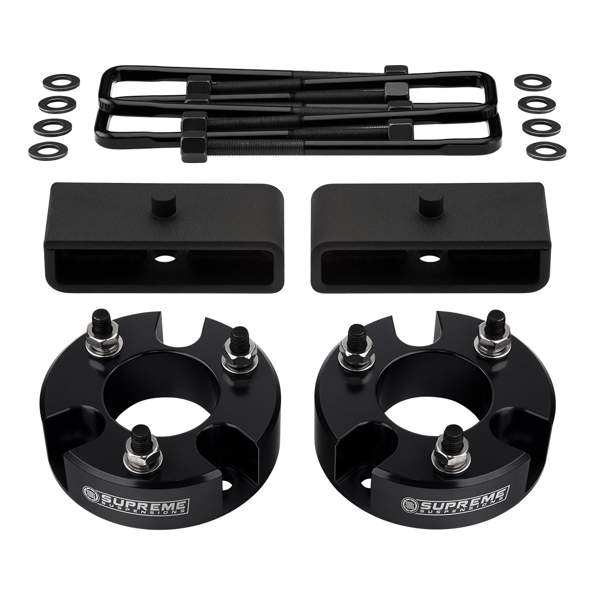 Full Front + Rear Lift Leveling Kit + Flat U-Bolts 2005-2022 Nissan Frontier Front Lift 3" + Rear Lift 1.5"