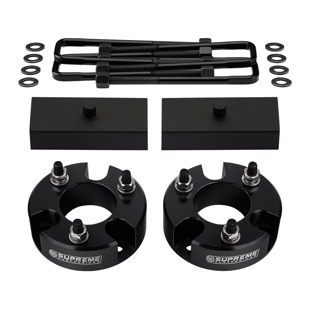 Full Front + Rear Lift Leveling Kit + Flat U-Bolts 2009 - 2012 SUZUKI EQUATOR 2WD 4WD Front Lift 3" + Rear Lift 1"