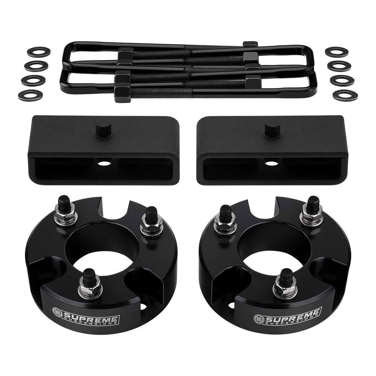 Full Front + Rear Lift Leveling Kit + Flat U-Bolts 2009 - 2012 SUZUKI EQUATOR 2WD 4WD Front Lift 3" + Rear Lift 1.5"