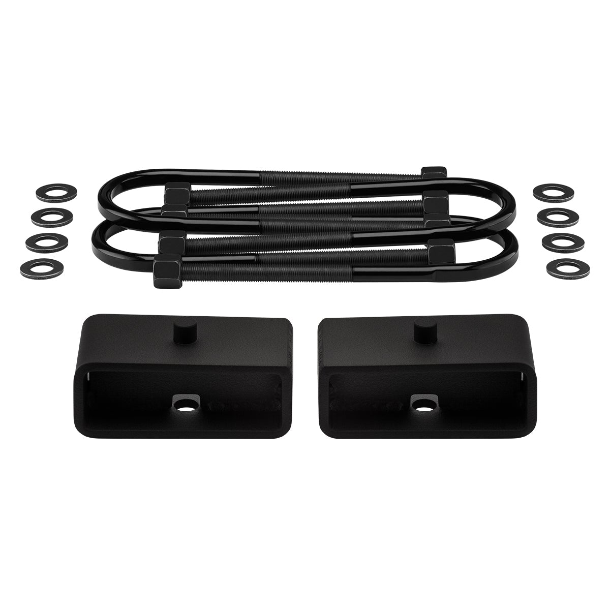 2003-2013 Dodge Ram 2500 2WD Rear Lift Blocks with Premium Forged Flat Top U-Bolts + Rear Lift 2" Tapered Lift Blocks