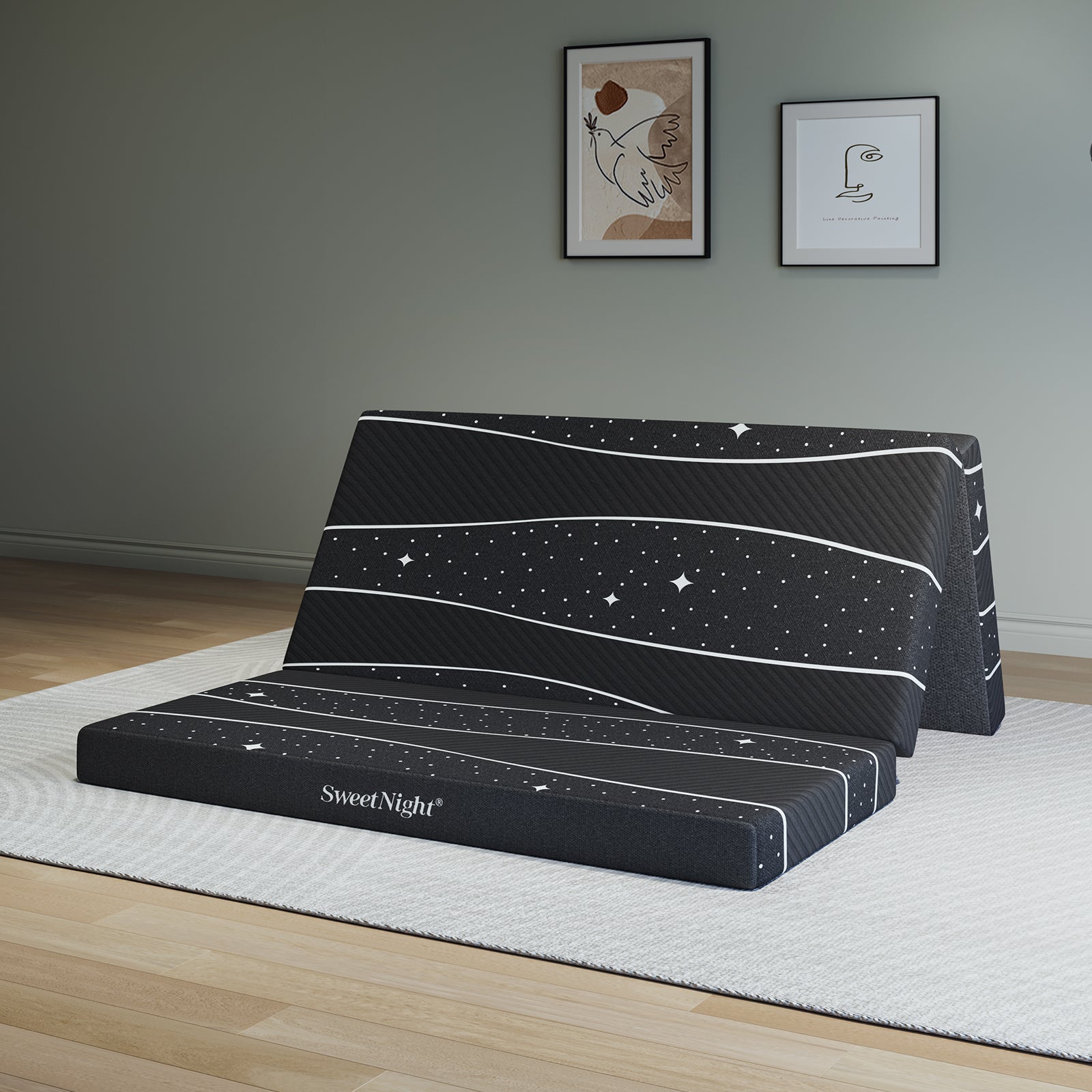 Tri-Fold Comfort Foam Starry Night Mattress Topper