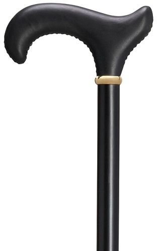 Genuine Leather Black Handle Cane